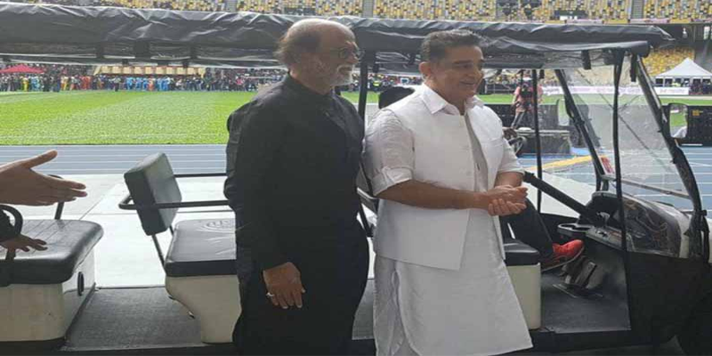 மலேசியாவில் நடக்கும் நட்சத்திர கலை நிகழ்ச்சியில் பங்கேற்க வந்த ரஜினிக்காந்த் – கமல் சந்திப்பு