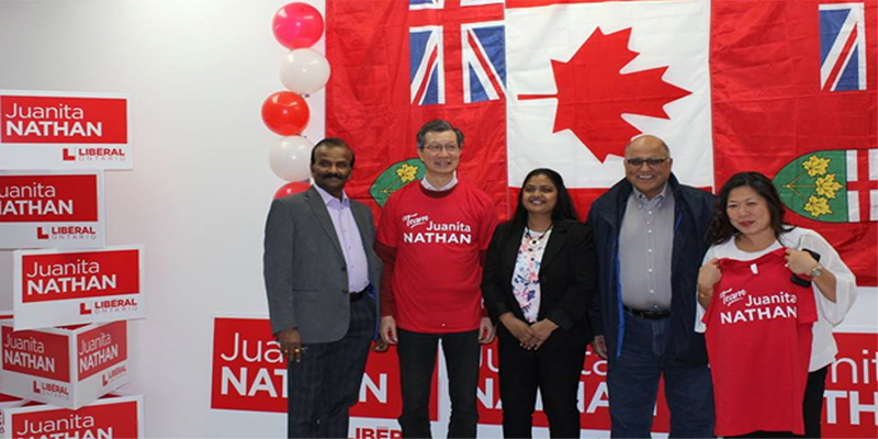 Markham Thornhill  மாகாண சபைக்கான தொகுதியில் எதிர்வரும் தேர்தலில் லிபரல்  வேட்பாளர் வினிற்றா நாதன்