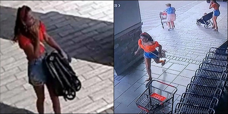கடையில் திருடி விட்டு குழந்தையை மறந்து விட்டு சென்ற பெண்; வைரலான வீடியோ
